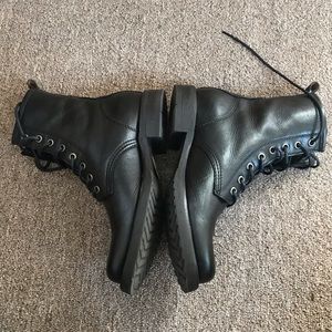 Frye Veronica Combat Boots - Black Italian Leather